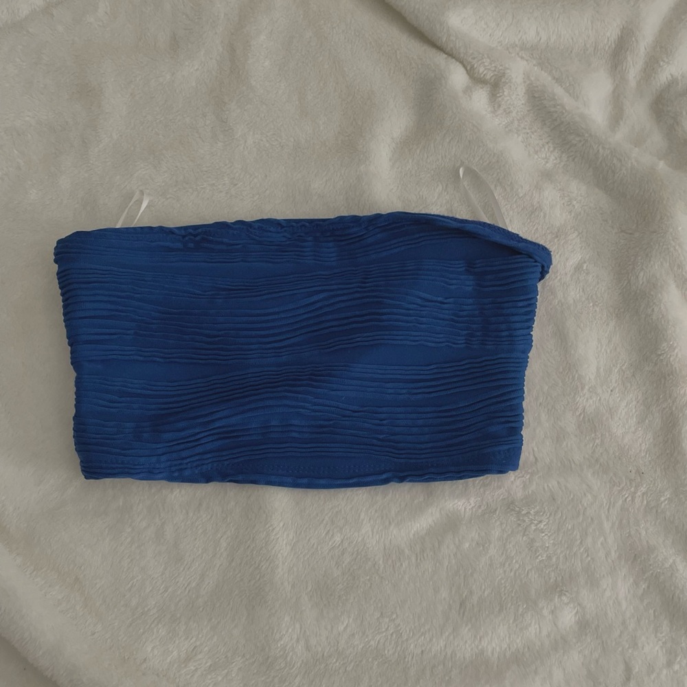 Blue Strapless Top